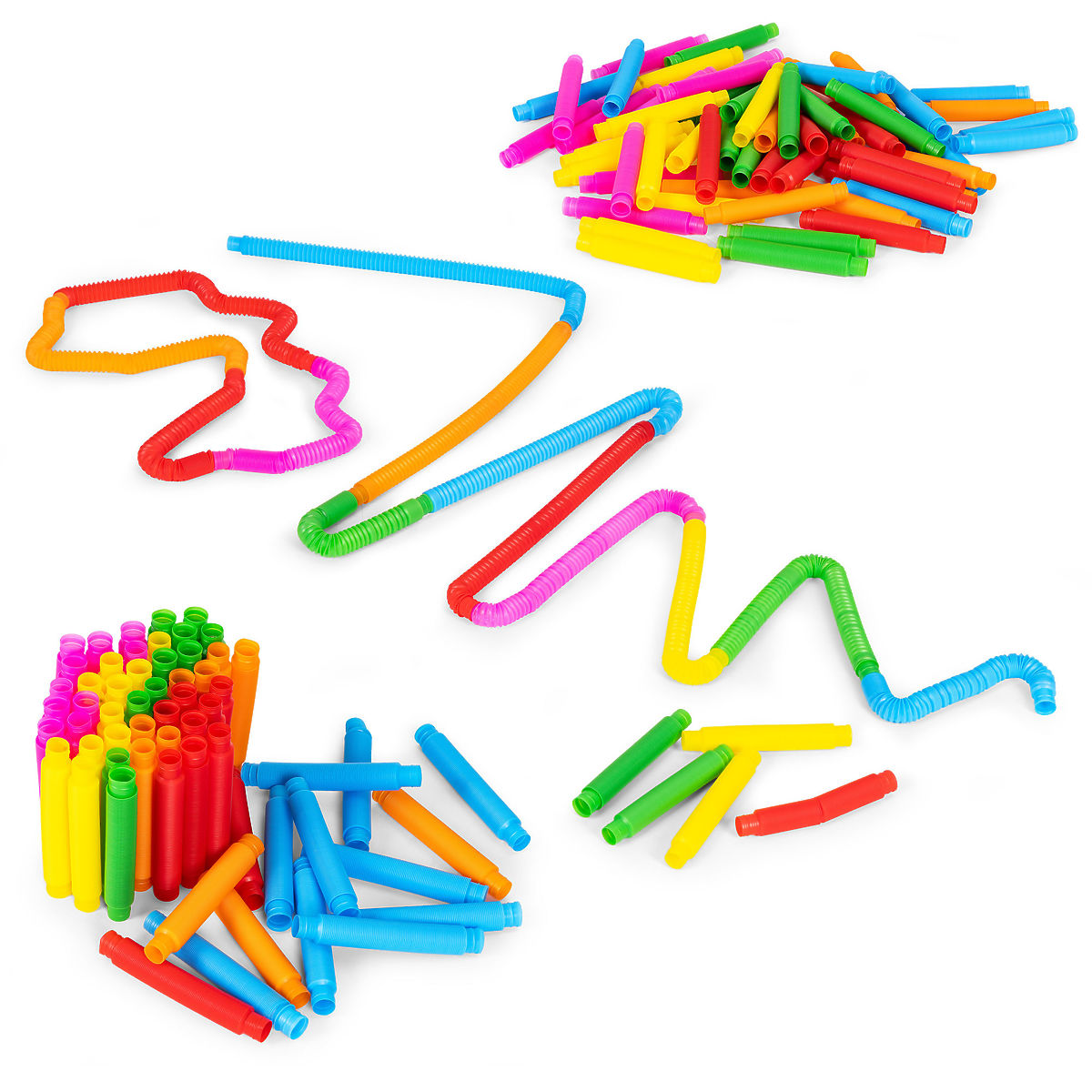 Colorful Sensory Pop Tubes for Kids Anti-Stress Tubes for Connecting 60 Pieces