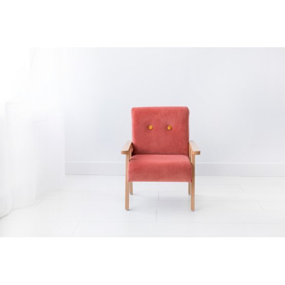 Retro children's armchair Velvet - coral