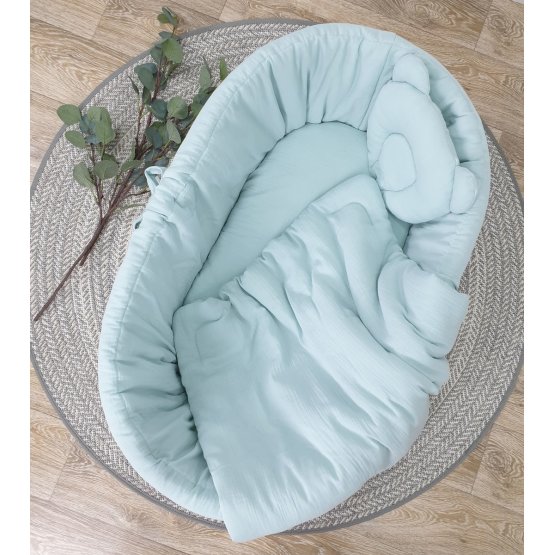 Bedding set for a wicker crib - mint