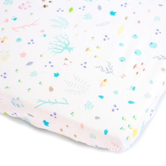 Sheet with a rubber band Forest critters - white