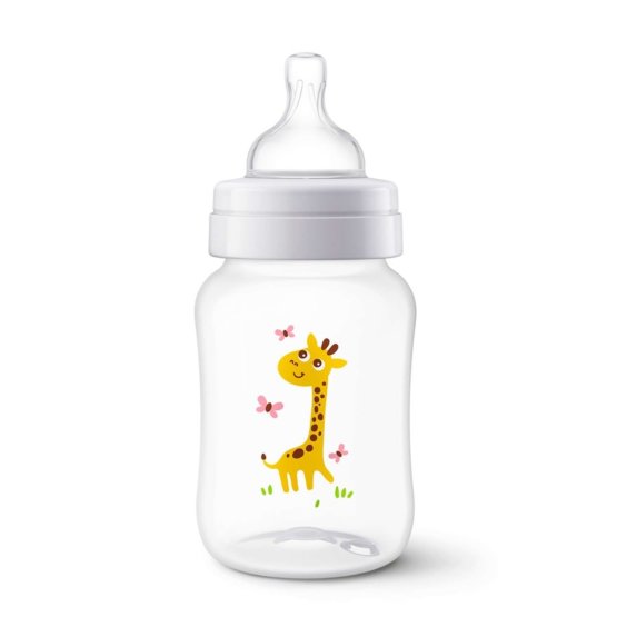 Infant bottle Avent Classic 260 ml white with giraffe
