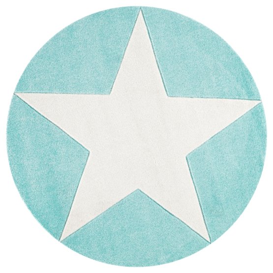 Children's round rug STARS mint-white