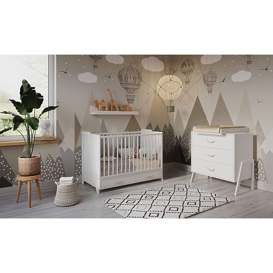 2-in-1 Crib and Desk CONE 120x60 - WHITE