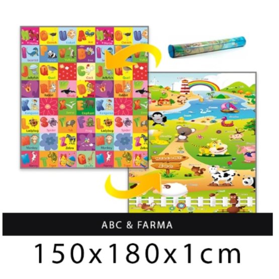 Children's foam rug - ABC + Farm 180x150x1 cm