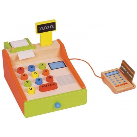 Children's wooden cash register