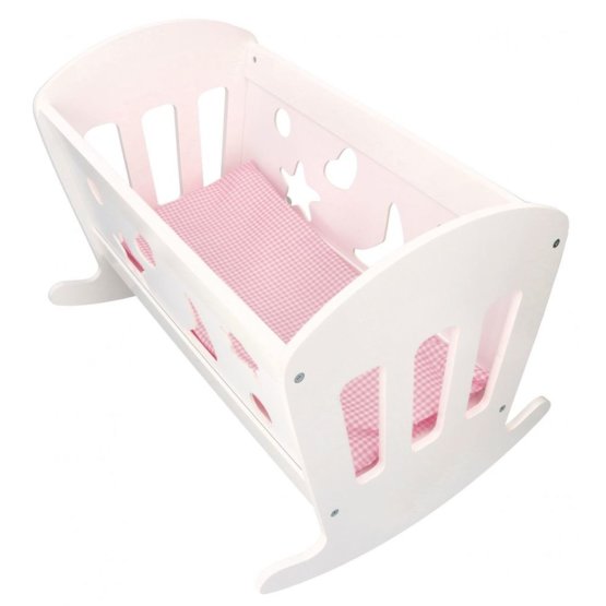 Wooden cradle for dolls with duvets