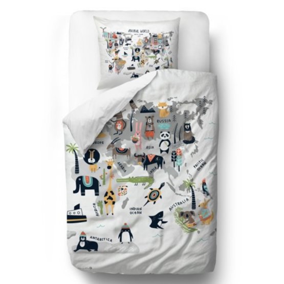 Mr. Little Fox Bedding Animal World - quilt: 135 x 200 cm pillow: 60 x 50 cm