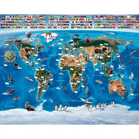 3D World Map Wall Mural