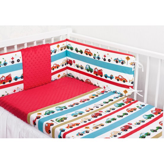 120 x 90 cm Cars Baby Cot Bedding Set - Red