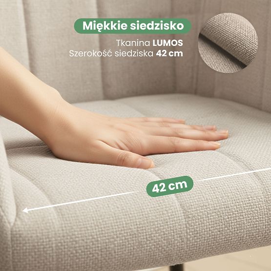 4x Upholstered Chair with Square Quilting Beige LUXANO Black Legs Lumos Fabric