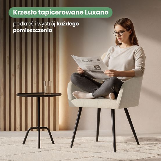 4x Upholstered Chair with Square Quilting Beige LUXANO Black Legs Lumos Fabric