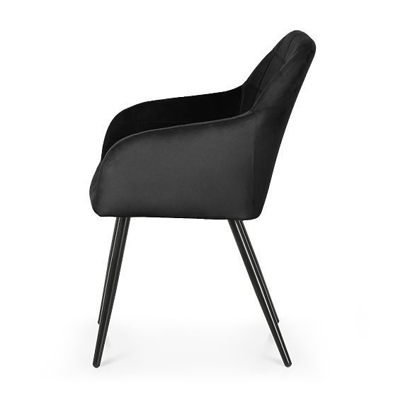 4x Upholstered Chair with Square Quilting Black LUXANO Black Legs