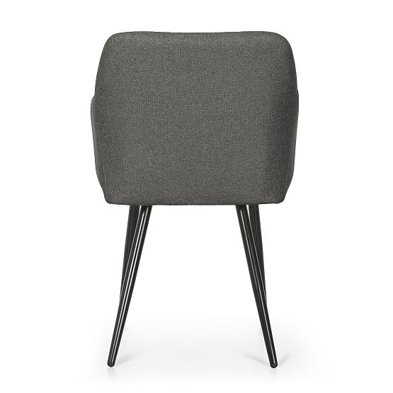 4x Upholstered Chair with Square Quilting Dark Graphite LUXANO Black Legs Lumos Fabric