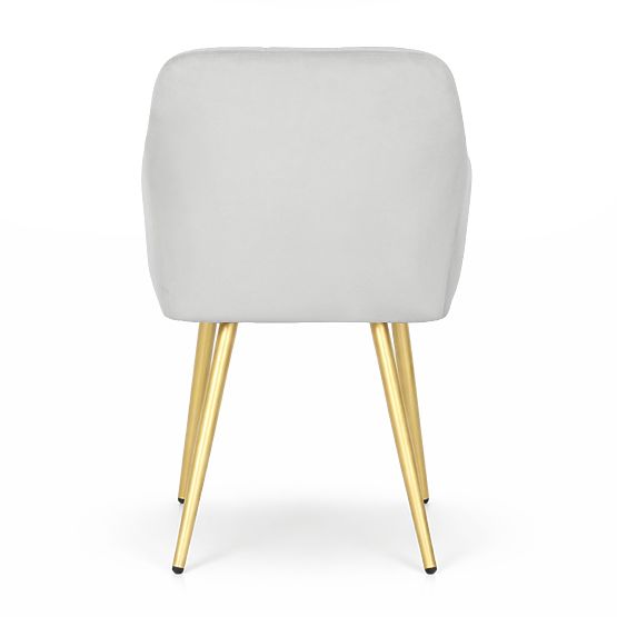 4x Upholstered Chair with Square Quilting Gray LUXANO Gold Legs