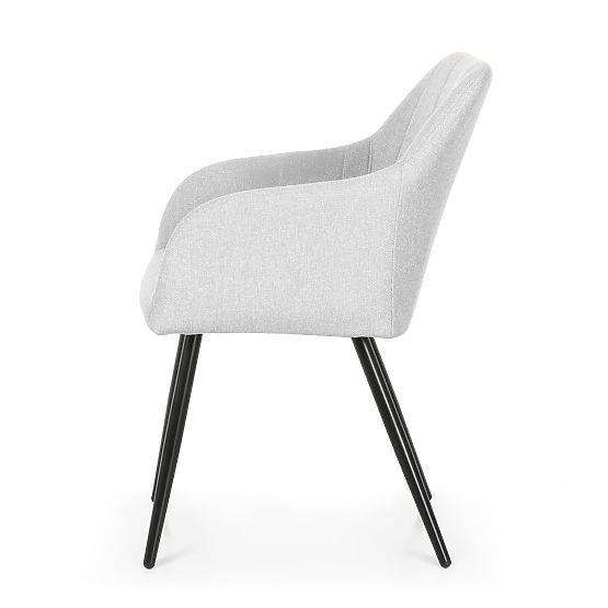 4x Upholstered Chair with Square Quilting Light Gray LUXANO Black Legs Fabric Lumos