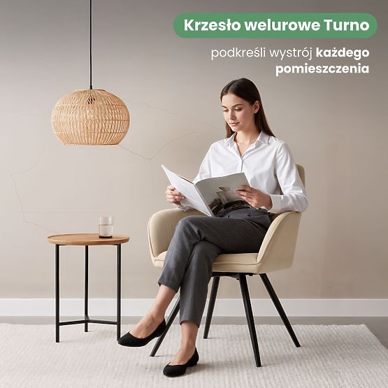 4x Velvet Swivel Chair with Stitching Beige TURNO Black Legs