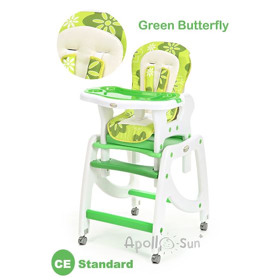 5-in-1 Children's High Chair - Green Butterfly