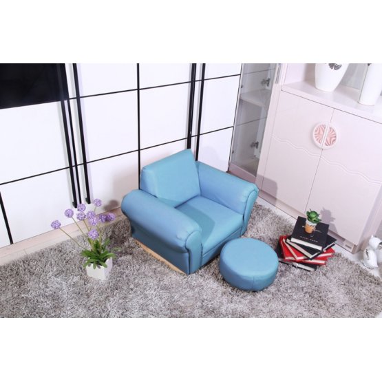 Blue Children's Rocking Armchair with Free Footstool