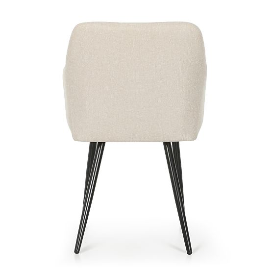 6x Upholstered Chair with Square Quilting Beige LUXANO Black Legs Lumos Fabric