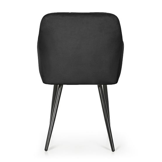 6x Upholstered Chair with Square Quilting Black LUXANO Black Legs