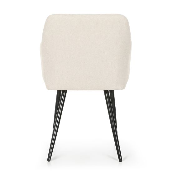 6x Upholstered Chair with Square Quilting Cream LUXANO Black Legs Lumos Fabric