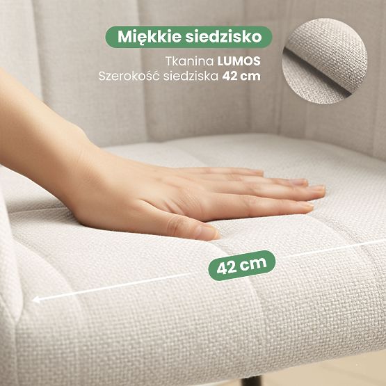 6x Upholstered Chair with Square Quilting Cream LUXANO Black Legs Lumos Fabric