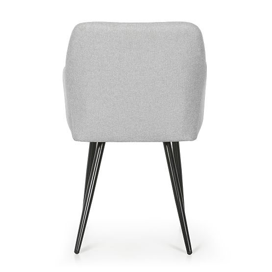 6x Upholstered Chair with Square Quilting Light Gray LUXANO Black Legs Lumos Fabric