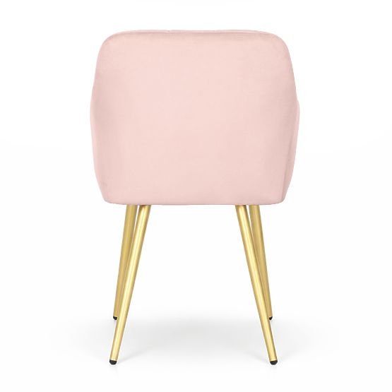 6x Upholstered Chair with Square Quilting Powder Pink LUXANO Gold Legs