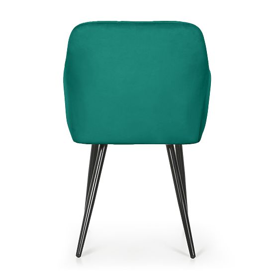6x Upholstered Chair with Square Stitching Bottle Green LUXANO Black Legs