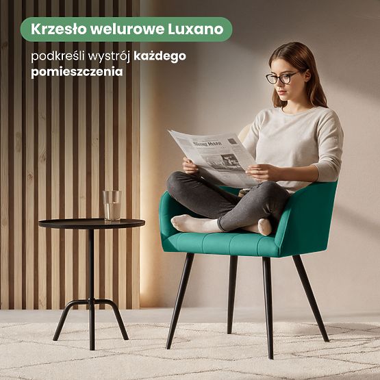 6x Upholstered Chair with Square Stitching Bottle Green LUXANO Black Legs
