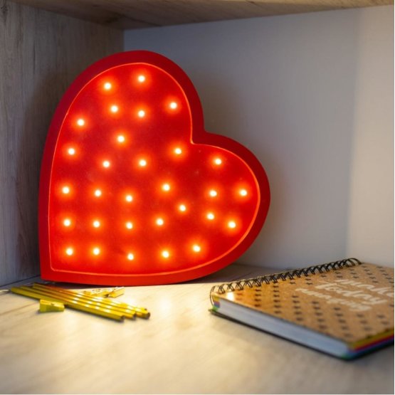 Children's wooden lamp ICE lamp Heart - red