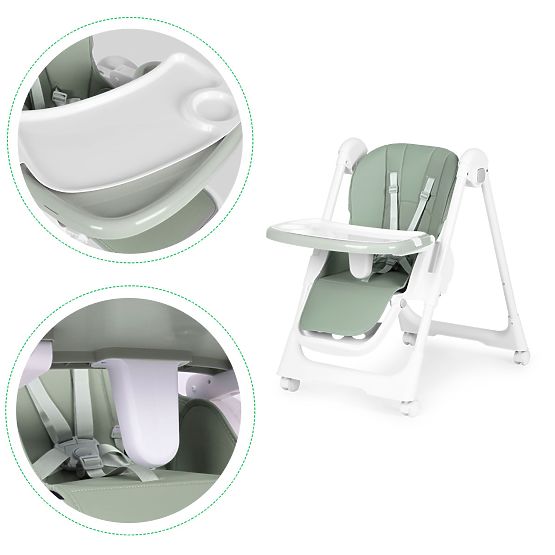 Adjustable Height High Chair, Eco-leather, Straps, Double Tray ECOTOYS