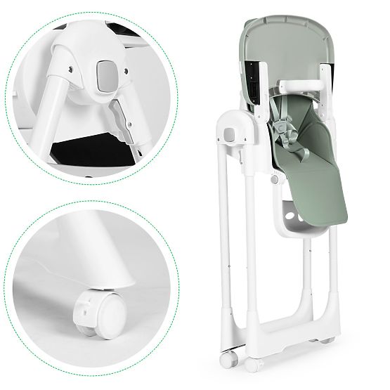 Adjustable Height High Chair, Eco-leather, Straps, Double Tray ECOTOYS