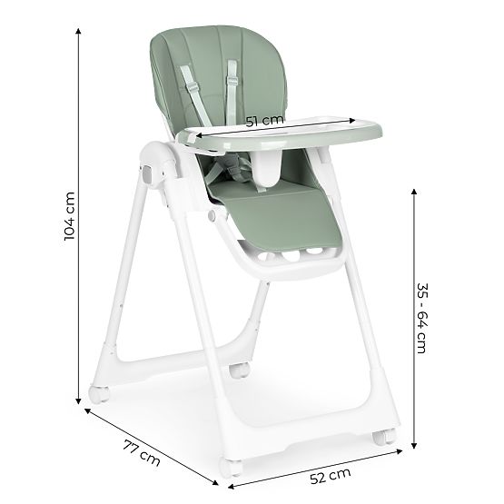 Adjustable Height High Chair, Eco-leather, Straps, Double Tray ECOTOYS