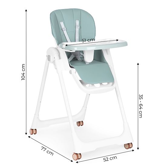 Adjustable Height High Chair, Eco-leather, Straps, Double Tray ECOTOYS