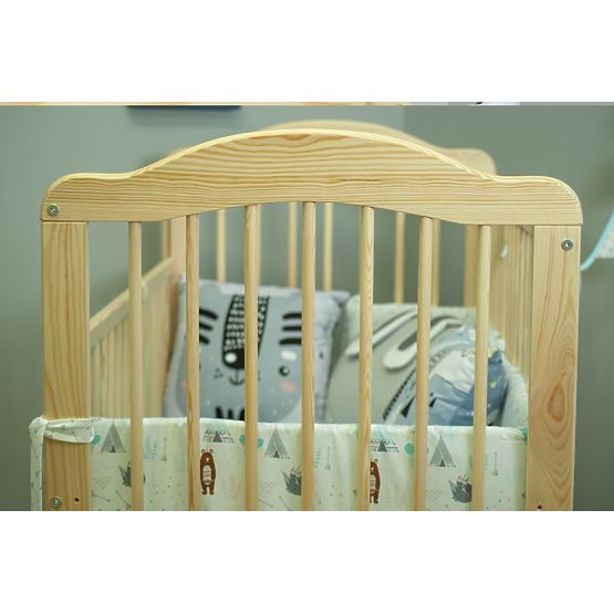 Cot Alek with pull-down side - natural