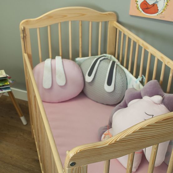 Cot Alek with pull-down side - natural