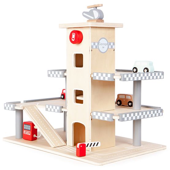 Alex's three-storey garage with a lift, cars and a helicopter