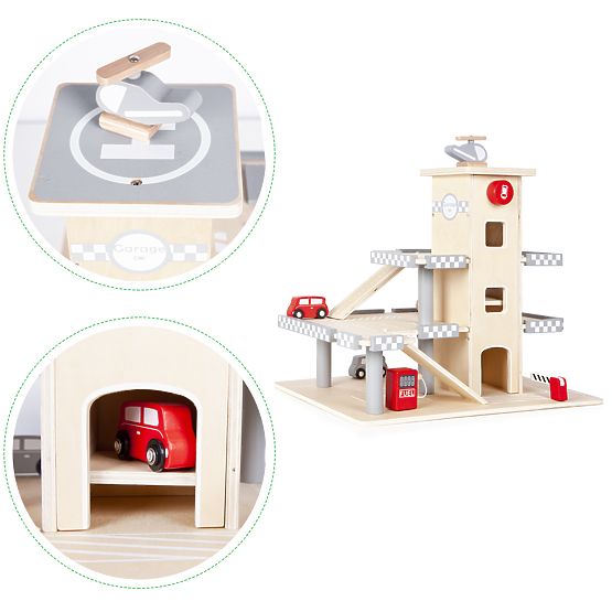 Alex's three-storey garage with a lift, cars and a helicopter