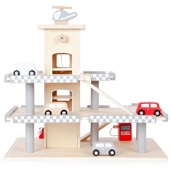 Alex's three-storey garage with a lift, cars and a helicopter