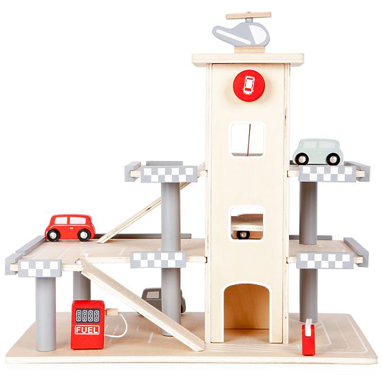 Alex's three-storey garage with a lift, cars and a helicopter