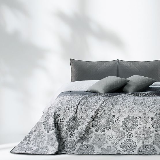 ALHAMBRA Throw Grey Printed Microfiber Material 220x240 DecoKing