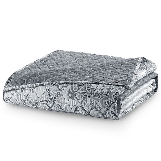 ALHAMBRA Throw Grey Printed Microfiber Material 220x240 DecoKing