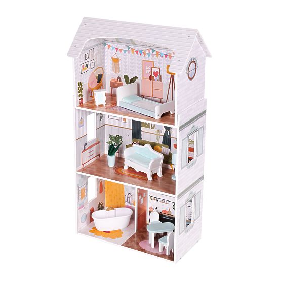 Alice Dollhouse 3 Floors 4 Rooms Set of 9 Furniture ECOTOYS