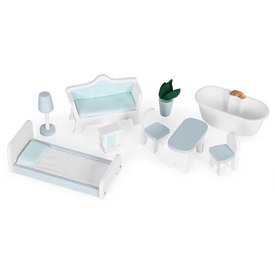 Alice Dollhouse 3 Floors 4 Rooms Set of 9 Furniture ECOTOYS