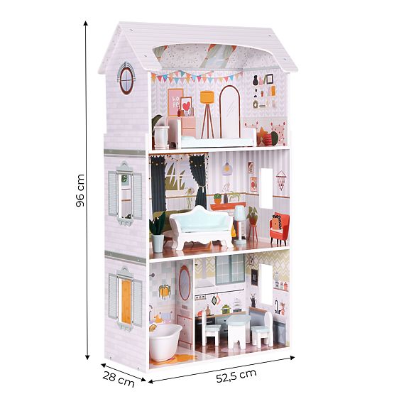 Alice Dollhouse 3 Floors 4 Rooms Set of 9 Furniture ECOTOYS