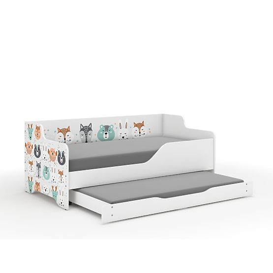 Children's Bed with Backrest LILU 160 x 80 cm - Animals