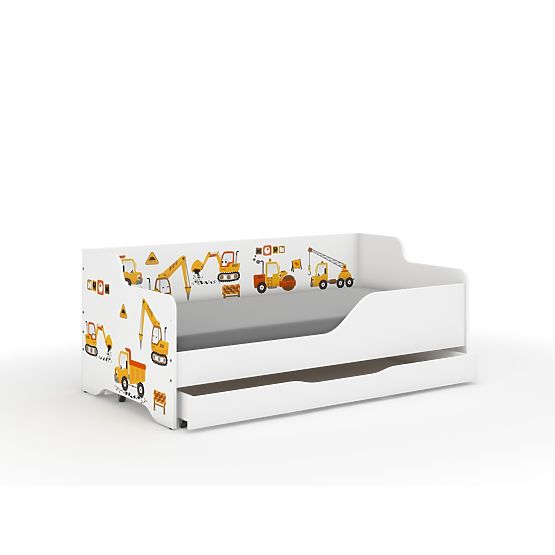 Children's Bed with Backrest LILU 160 x 80 cm - Construction Site