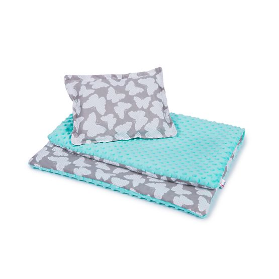 Baby blanket and pillow L Butterflies - mátová