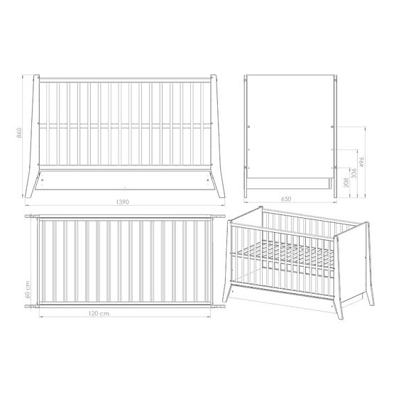 Cosmo Baby Crib 120x60 - White